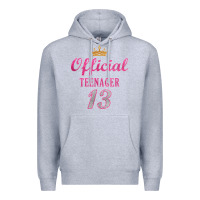 Heather Grey official 13 teenager cute 13th birthday ideas for girls t shirt Premium Hoodie - linhVisuals