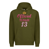 Army Green official 13 teenager cute 13th birthday ideas for girls t shirt Premium Hoodie - linhVisuals