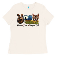 Bone Peace Love Bengal Cat Head Ladies Tee - LillyAllenDesigns
