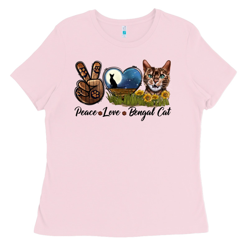 Peace Love Bengal Cat Head Ladies Tee by LillyAllenDesigns | Teevron