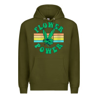 Army Green womens flower power 420 thc pot weed medical marijuana funny weed v ne Premium Hoodie - linhVisuals