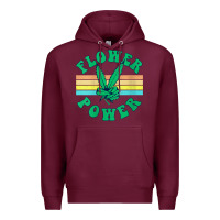 Burgundy womens flower power 420 thc pot weed medical marijuana funny weed v ne Premium Hoodie - linhVisuals
