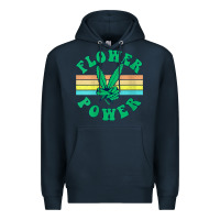 Navy womens flower power 420 thc pot weed medical marijuana funny weed v ne Premium Hoodie - linhVisuals