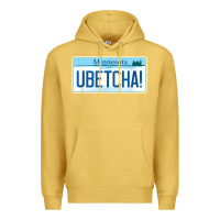 Antique Gold ubetcha (you betcha) minnesota license plate t shirt Premium Hoodie - linhVisuals