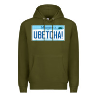Army Green ubetcha (you betcha) minnesota license plate t shirt Premium Hoodie - linhVisuals