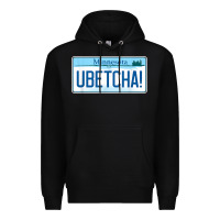 Black ubetcha (you betcha) minnesota license plate t shirt Premium Hoodie - linhVisuals