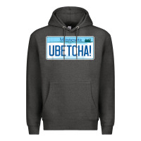 Charcoal Heather ubetcha (you betcha) minnesota license plate t shirt Premium Hoodie - linhVisuals