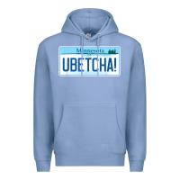 Colony Blue ubetcha (you betcha) minnesota license plate t shirt Premium Hoodie - linhVisuals