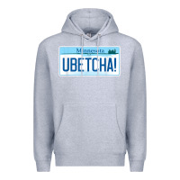 Heather Grey ubetcha (you betcha) minnesota license plate t shirt Premium Hoodie - linhVisuals