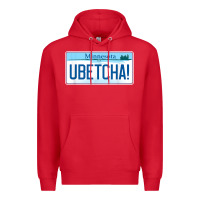 Red ubetcha (you betcha) minnesota license plate t shirt Premium Hoodie - linhVisuals