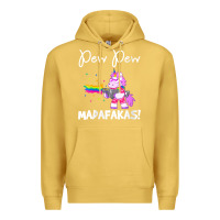 Antique Gold womens pew madafakas funny fantasy unicorn with rainbow gun   white v Premium Hoodie - linhVisuals