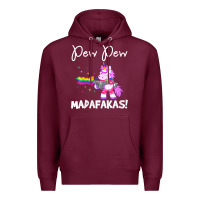 Burgundy womens pew madafakas funny fantasy unicorn with rainbow gun   white v Premium Hoodie - linhVisuals