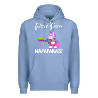 Colony Blue womens pew madafakas funny fantasy unicorn with rainbow gun   white v Premium Hoodie - linhVisuals