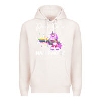 Pale Pink womens pew madafakas funny fantasy unicorn with rainbow gun   white v Premium Hoodie - linhVisuals