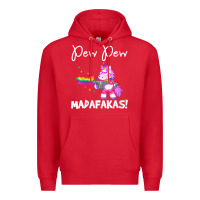 Red womens pew madafakas funny fantasy unicorn with rainbow gun   white v Premium Hoodie - linhVisuals