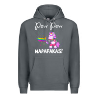Rock womens pew madafakas funny fantasy unicorn with rainbow gun   white v Premium Hoodie - linhVisuals