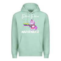 Seafoam womens pew madafakas funny fantasy unicorn with rainbow gun   white v Premium Hoodie - linhVisuals