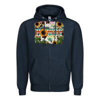 Navy Howdy Serape And Sunflower Zipper Hoodie - RanaPortraitStore