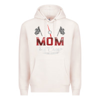 Pale Pink race car mom pit crew racing family birthday party t shirt Premium Hoodie - linhVisuals