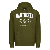 Army Green nantucket ma vintage crossed oars & boat anchor sports pullover hoodie Premium Hoodie - linhVisuals