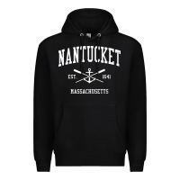 Black nantucket ma vintage crossed oars & boat anchor sports pullover hoodie Premium Hoodie - linhVisuals