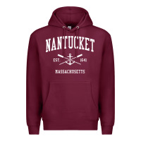 Burgundy nantucket ma vintage crossed oars & boat anchor sports pullover hoodie Premium Hoodie - linhVisuals