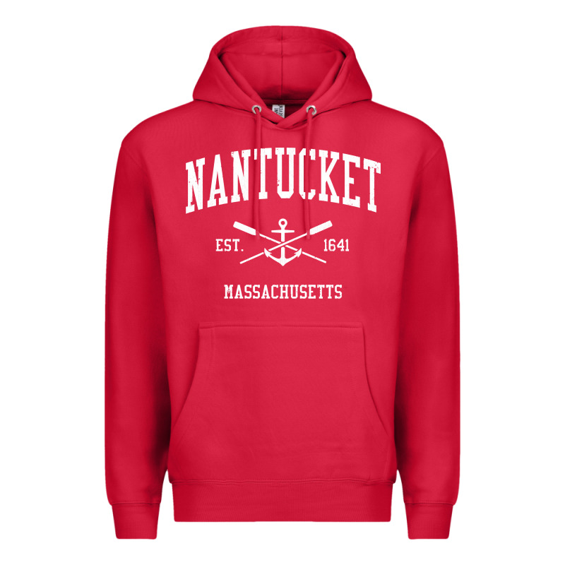 Nantucket Ma Vintage Crossed Oars & Boat Anchor Sports Pullover Hoodie Premium Hoodie by linhVisuals | Teevron