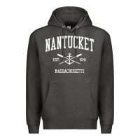 Charcoal Heather nantucket ma vintage crossed oars & boat anchor sports pullover hoodie Premium Hoodie - linhVisuals
