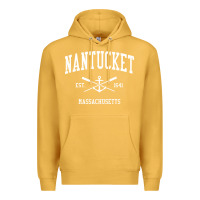Mustard nantucket ma vintage crossed oars & boat anchor sports pullover hoodie Premium Hoodie - linhVisuals