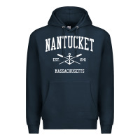 Navy nantucket ma vintage crossed oars & boat anchor sports pullover hoodie Premium Hoodie - linhVisuals