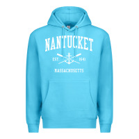 Ocean Blue nantucket ma vintage crossed oars & boat anchor sports pullover hoodie Premium Hoodie - linhVisuals