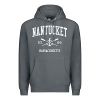 Rock nantucket ma vintage crossed oars & boat anchor sports pullover hoodie Premium Hoodie - linhVisuals