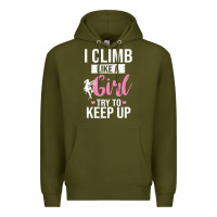 Army Green climbing climb mountain climbing like a girl 345 climb climbing lover Premium Hoodie - linhVisuals