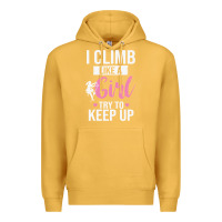 Mustard climbing climb mountain climbing like a girl 345 climb climbing lover Premium Hoodie - linhVisuals