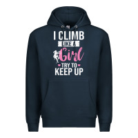 Navy climbing climb mountain climbing like a girl 345 climb climbing lover Premium Hoodie - linhVisuals