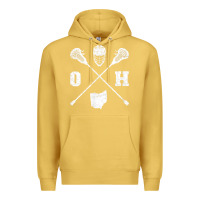 Antique Gold ohio lacrosse sticks & helmet state outline lax player t shirt Premium Hoodie - linhVisuals