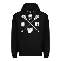 Black ohio lacrosse sticks & helmet state outline lax player t shirt Premium Hoodie - linhVisuals