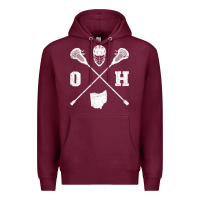 Burgundy ohio lacrosse sticks & helmet state outline lax player t shirt Premium Hoodie - linhVisuals
