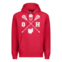 Cardinal ohio lacrosse sticks & helmet state outline lax player t shirt Premium Hoodie - linhVisuals