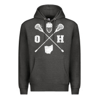 Charcoal Heather ohio lacrosse sticks & helmet state outline lax player t shirt Premium Hoodie - linhVisuals