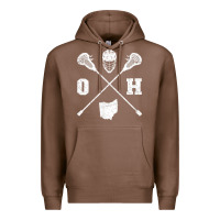 Chestnut ohio lacrosse sticks & helmet state outline lax player t shirt Premium Hoodie - linhVisuals