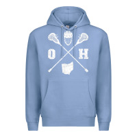 Colony Blue ohio lacrosse sticks & helmet state outline lax player t shirt Premium Hoodie - linhVisuals