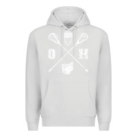 Dove Grey ohio lacrosse sticks & helmet state outline lax player t shirt Premium Hoodie - linhVisuals