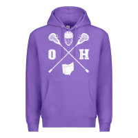 Purple ohio lacrosse sticks & helmet state outline lax player t shirt Premium Hoodie - linhVisuals