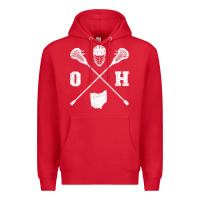 Red ohio lacrosse sticks & helmet state outline lax player t shirt Premium Hoodie - linhVisuals