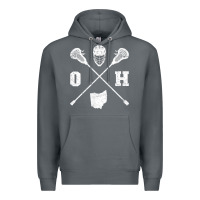Rock ohio lacrosse sticks & helmet state outline lax player t shirt Premium Hoodie - linhVisuals