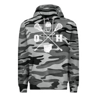 Slate Camo ohio lacrosse sticks & helmet state outline lax player t shirt Premium Hoodie - linhVisuals