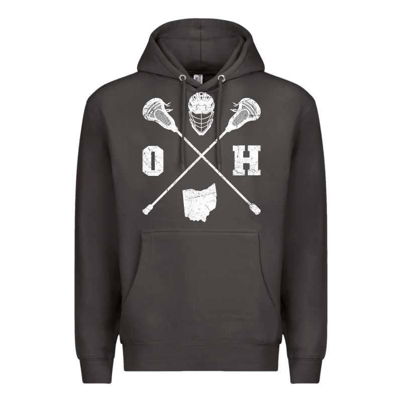 Ohio Lacrosse Sticks & Helmet State Outline Lax Player T Shirt Premium Hoodie by linhVisuals | Teevron