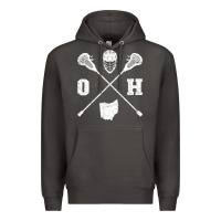 Smoke ohio lacrosse sticks & helmet state outline lax player t shirt Premium Hoodie - linhVisuals