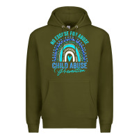 Army Green no excuse child abuse prevention awareness leopard rainbow t shirt Premium Hoodie - linhVisuals
